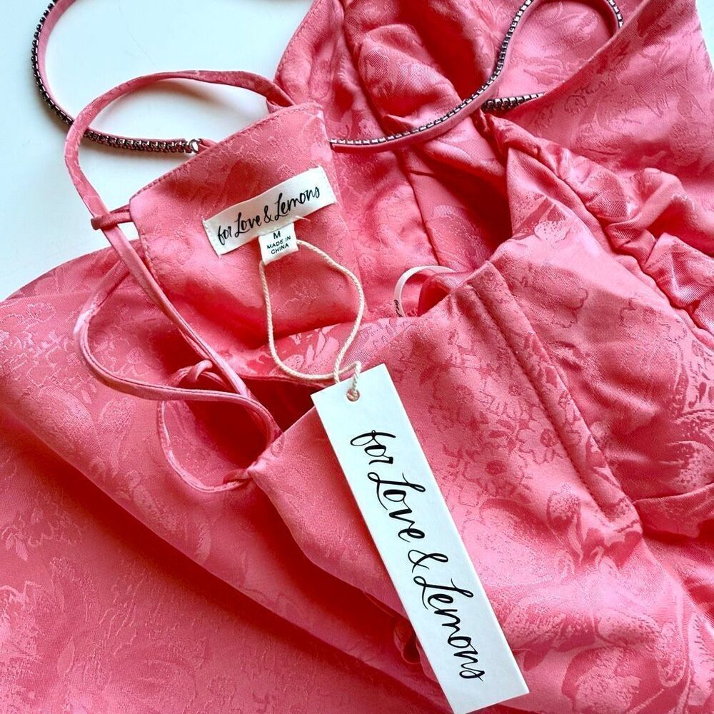 NWT For Love & Lemons. Gabrielle mini dress in pink Size M - Picture 13 of 15